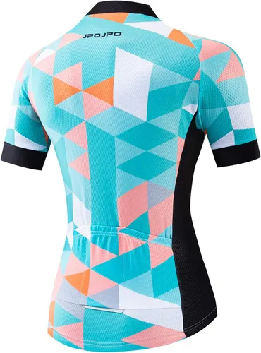 Miniatura 17 de Camiseta de ciclismo para mujer, manga corta y pantalones cortos de ciclismo acolchados para verano