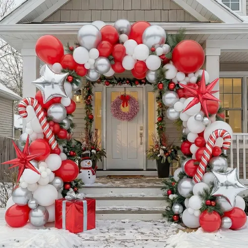 Miniatura 12 de Puerta de Pan de Jengibre de Navidad con Luces, Decoraciones de Cubierta de Cartón, Letrero de Pancarta de Porche de Dulces de Casa de Pan