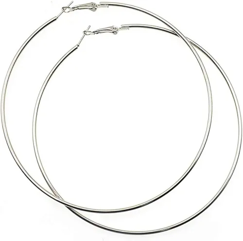 Aretes de aro de baloncesto hipoalergénicos extra grandes para mujeres y hombres, aretes de aro grandes y finos, Metal, No es una piedra preciosa