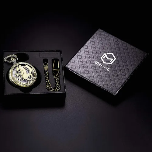 Miniatura 7 de Reloj de bolsillo Fullmetal Alchemist Edward Elric Anime con cadena de llavero y caja de collar, bronce, 1. Bronce, Retro