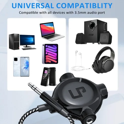 Miniatura 3 de LP Divisor de auriculares, divisor estéreo de audio trenzado de nailon de 0.138 pulgadas, macho a 3 puertos hembra para MacBook, Mac, iPad, iPhone