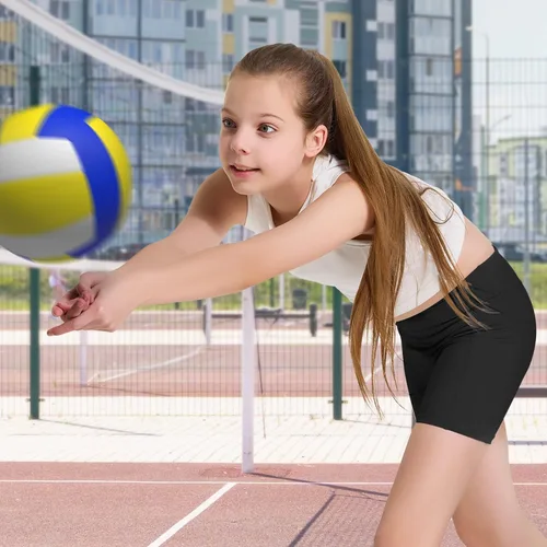 Miniatura 5 de FitsT4 - Pantalones cortos de voleibol para niñas de 4 pulgadas, 3 bolsillos, atléticos, gimnasia, baile, yoga, correr, gimnasio, fútbol, bicicleta