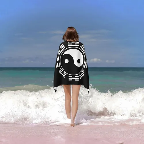 Miniatura 6 de Toalla de playa de taoísmo Zen Tai Chi Yin Yang - Toalla de baño absorbente de gran tamaño, súper 32 x 52 pulgadas