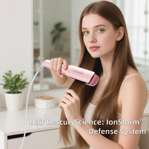 Miniatura 3 de Plancha plana para el cabello – Placa de cerámica de 1.7 pulgadas de ancho con tecnología iónica negativa, control digital de temperatura y doble