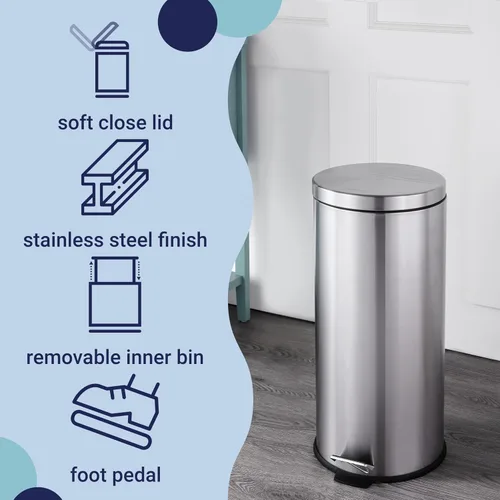 Miniatura 3 de happimess HPM1000B Oscar - Bote de basura de 8 galones con mini bote de basura gratis, moderno, a prueba de huellas dactilares para el hogar