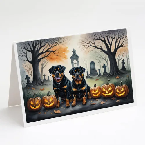 Miniatura 22 de Caroline's Treasures DAC2018GCA7P - Tarjetas de felicitación y sobres de Halloween espeluznantes de Border Collie, paquete de 8 tarjetas en blanco