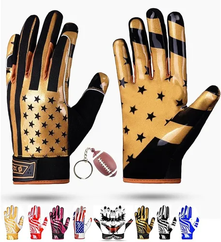Miniatura 29 de Guantes de receptor de fútbol profesional LYRX con palma de silicona óptima, agarre antideslizante, control ultra adhesivo, deportivo, ligero