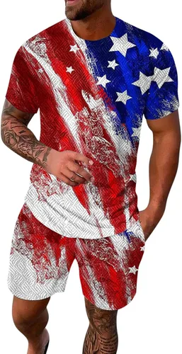 Conjunto de camiseta y pantalones cortos para hombre, conjunto de 2 piezas, conjunto casual de verano con bolsillo, talla grande, deportivo,