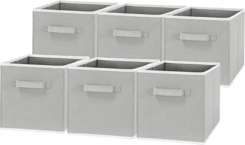 Miniatura 10 de Simple Houseware Contenedores de almacenamiento plegables de 11 pulgadas, color beige, paquete de 6 cubos de tela organizadores para armario
