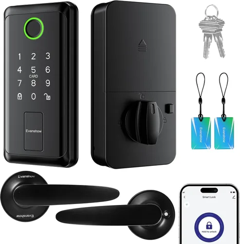 Cerradura de puerta con teclado con asa, cerrojo electrónico digital con aplicación, bloqueo automático de huellas dactilares de entrada sin llave y