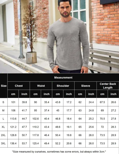 Miniatura 2 de COOFANDY Camiseta de manga larga para hombre, cuello redondo, para entrenamiento, fisicoculturismo, camiseta casual