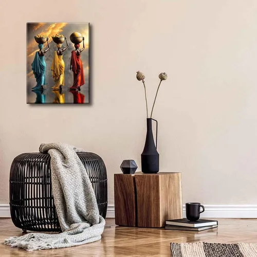 Miniatura 8 de Arte de Lienzo para Pared de Mujer Negra, Pintura de Mujer Afroamericana, Cuadros Decorativos, Pósters Retro Étnicos Rojos Amarillos Azules