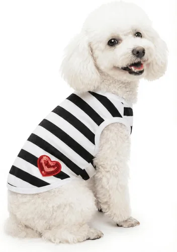 Miniatura 12 de Ropa para Bulldog Francés Camiseta para Perros Pequeños Camiseta de Verano a Rayas para Cachorros, XS, Azul
