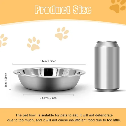 Miniatura 2 de Cuenco de Acero Inoxidable para Gatos - Cuencos de Comida para Gatos Poco Profundos y Anchos, Platos para Gatitos de Metal Aptos para Bigotes