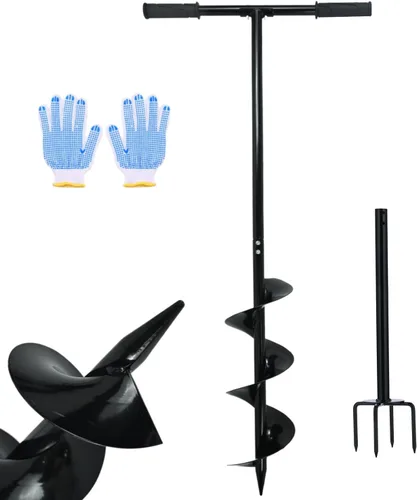 Taladro de mano 2 en 1 en espiral para plantar, 6 x 42.9 pulgadas, taladro manual para postes de valla, arena, bombilla, plántulas, árbol, buzón,