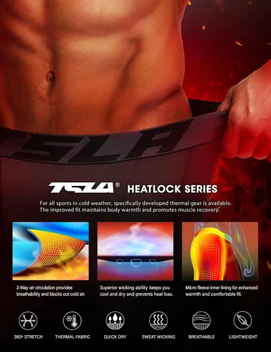 Miniatura 6 de TSLA - Paquete de 1 o 2 pantalones térmicos de compresión para hombre, leggings deportivos y mallas para correr, pantalones para usar como primera
