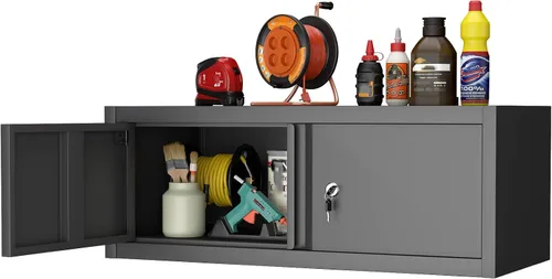 GREATMEET Metal Floating Cabinet, Garage Wall Cabinet for Workshop,RV