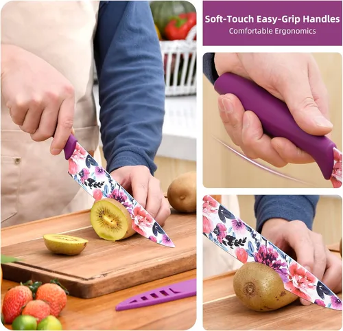Miniatura 2 de Juego de cuchillos UPTRUST, juego de cuchillos de cocina de 12 piezas con revestimiento antiadherente, juego de cuchillos profesionales para chef