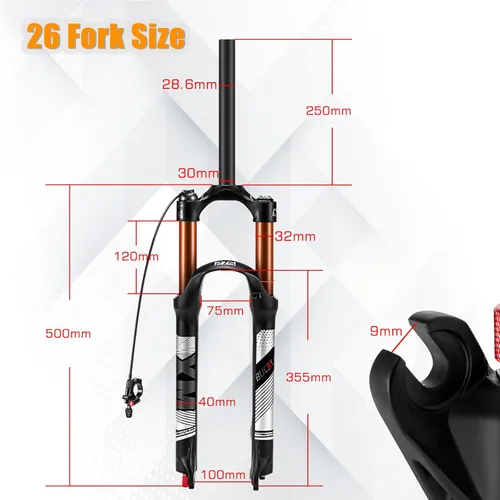 Miniatura 4 de BUCKLOS Horquilla MTB de Suspensión de Aire de 120mm para Viaje, 26/27.5/29, Ajuste de Rebote 1 1/8 Tubo Recto/Conico QR 9mm, Bloqueo Manual/Remoto