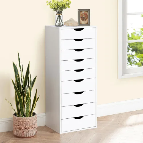Miniatura 9 de Naomi Home Bianca - Cómoda alta y estrecha de 9 cajones, gabinete de almacenamiento compacto de 13.8 pulgadas de ancho negro con cajones