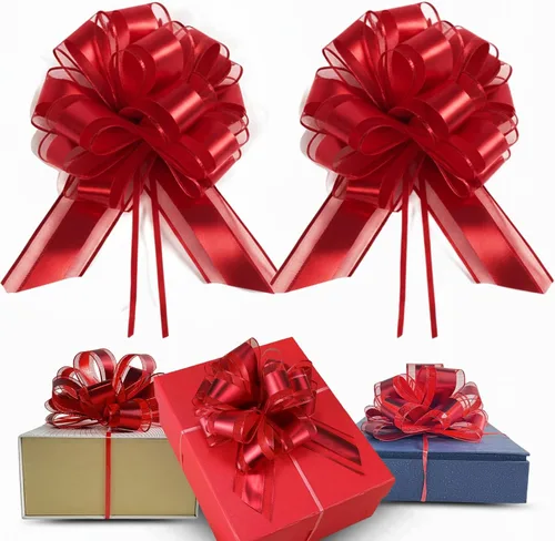 Miniatura 8 de Paquete de 12 lazos grandes de 6 pulgadas para envolver regalos, lazos de cinta para cestas de regalo de boda, lazos de envoltura de regalo
