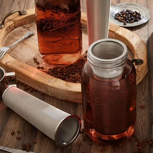 Miniatura 5 de 2 filtros de café frío de acero inoxidable, filtro de café y té, colador de malla para tarros de conservas de boca ancha, máquina de té helado