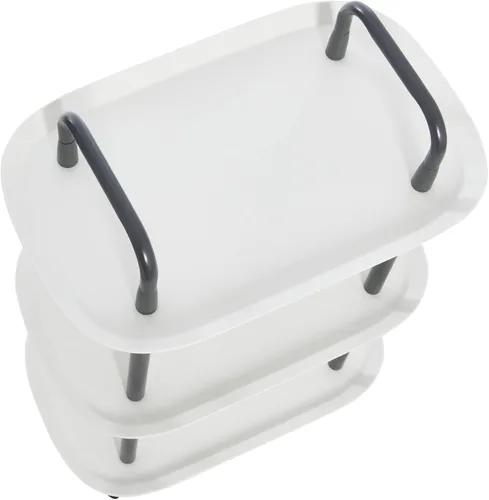Miniatura 7 de Main + Mesa Carrito moderno de plástico y metal de 3 niveles, blanco y gris oscuro