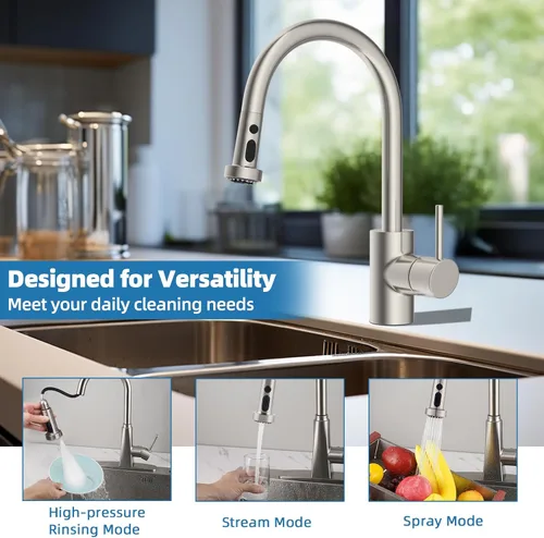 Miniatura 9 de Hibbent Cabezal de Grifo de Cocina Desplegable de Reemplazo, Boquilla de Rociador de Fregadero de 3 Funciones con 15 Adaptadores, Compatible