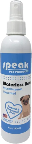 Speak Pet Products Spray de baño natural sin agua, para perros, hipoalergénico sin perfume, 8 onzas