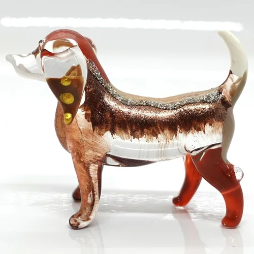 Miniatura 23 de Figuras en miniatura de perro salchicha soplado a mano, arte de animales coleccionables, regalo para decoración del hogar (4 pulgadas, azul negro)