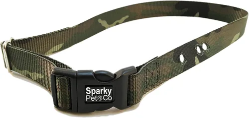 Miniatura 8 de Sparky Pet Co Perro cerca E collar receptor resistente Nylon 1" 3 agujeros consecutivos correa para todos los sistemas de collar e marrón