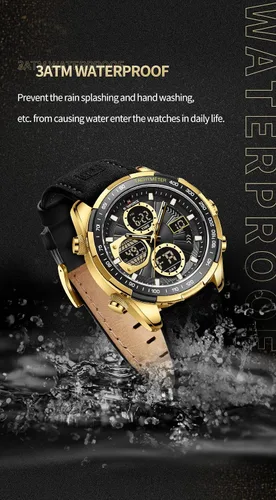 Miniatura 5 de NAVIFORCE Relojes digitales militares para hombre analógico cuarzo impermeable reloj deportivo multifuncional de cuero