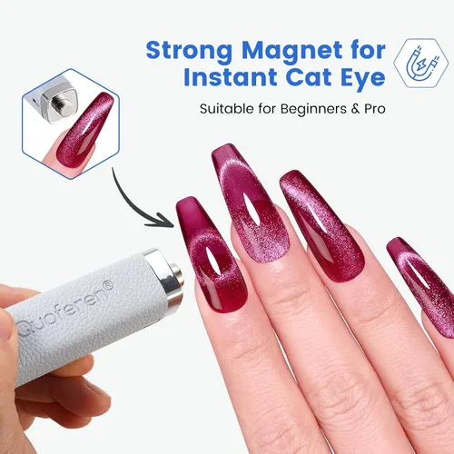 Miniatura 4 de Quaferen Mini luz UV de mano para uñas de gel con soporte, lámpara de uñas recargable de curación flash con sensor automático, imán de ojo de gato