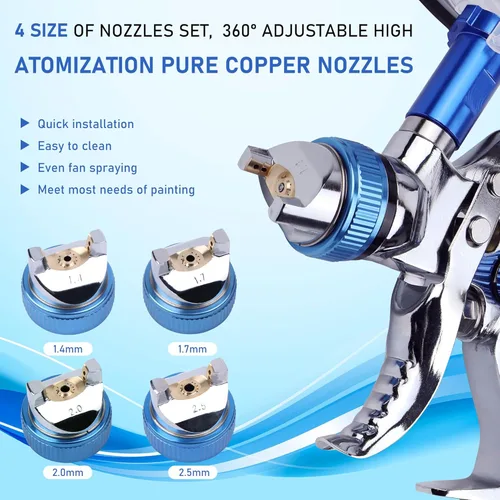 Miniatura 2 de Pistola de pulverización HVLP con 10 piezas de tazas desechables de pintura de 600ML, kit de pistola de alimentación por gravedad para automóviles