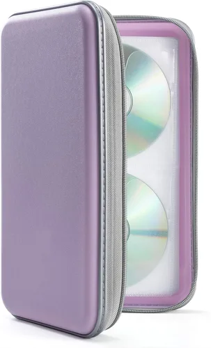 Miniatura 16 de UENTIP Funda para CD, capacidad para 96 CD, de plástico duro, cartera protectora para CD/DVD, para coche, hogar, viajes (96, negro) CD DVD