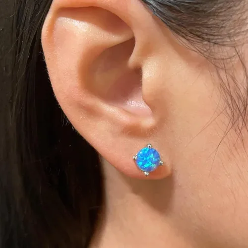 Miniatura 2 de CERSLIMO - Aretes de ópalo multicolor para mujer, 8mm