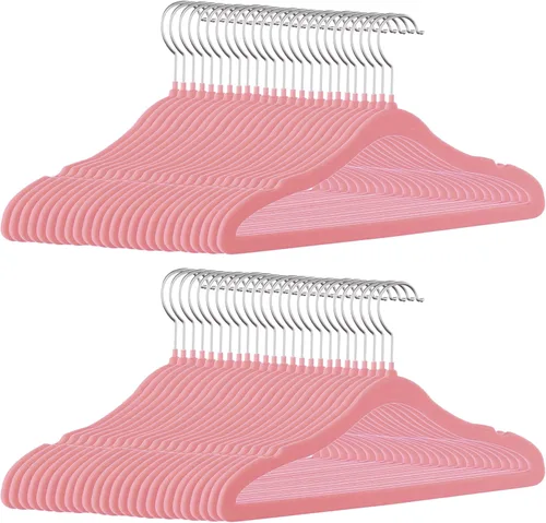 Miniatura 12 de Perchas para niños GoodtoU de terciopelo para bebé, antideslizantes, rosa, para niños pequeños y bebés, paquete de 20 perchas de ropa para bebé