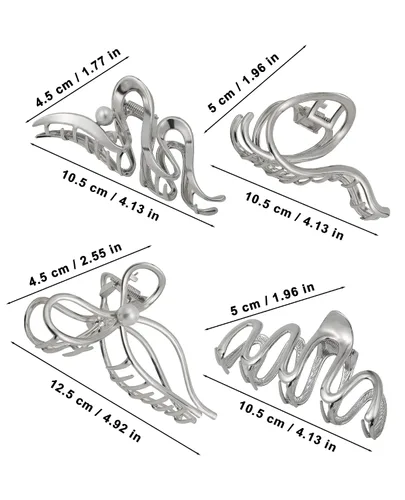 Miniatura 4 de HAIMEIKANG 4 piezas de pinzas de pelo de metal - Pinzas grandes irregulares para mujeres, accesorios de peinado antideslizantes para cabello grueso