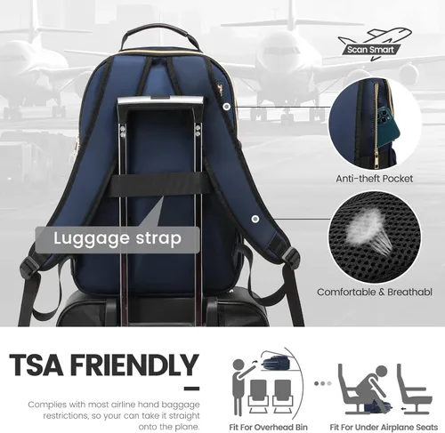 Miniatura 7 de LOVEVOOK Mochila para laptop de 17.3 pulgadas para mujer, bonita mochila de viaje bolso para mujer, bolsa profesional para computadora portátil
