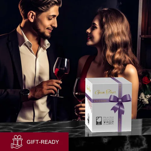 Miniatura 6 de Decantador de vino de cristal soplado a mano con aireador integrado y base de pico dorado, jarra de vino tinto de 25.4 fl oz para cenas, regalo