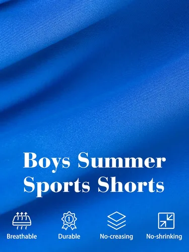 Miniatura 2 de Resinta Paquete de 4 pantalones cortos para niños pequeños, cintura elástica, pantalones cortos atléticos de baloncesto, fútbol, verano, sin