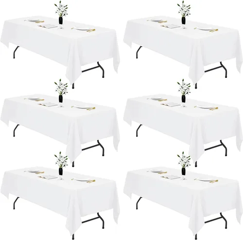 Miniatura 10 de IVAPUPU 2 manteles rectangulares color negro para mesa rectangular de 60 x 102 pulgadas, impermeables, lavables, resistentes a las arrugas