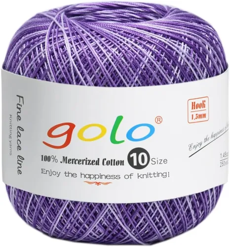Miniatura 98 de Golo - Bolas de hilo para crochet de algodón tamaño 10, color algodón para crochet D-Fresa D078-fresa