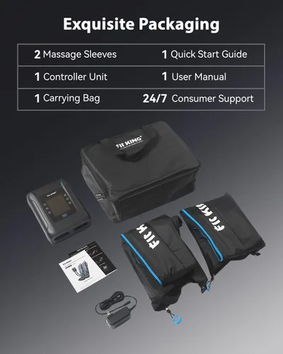 Miniatura 7 de FIT KING Sistema Profesional de Recuperación de Piernas con Compresión de Aire, Botas de Masaje de Compresión de Piernas Recargables y Sin Cable