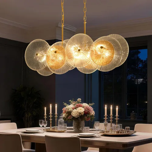 Miniatura 10 de LIGHTDAMY Candelabros de cristal negro para lámparas de comedor sobre la mesa Iluminación de isla de cocina de 8 luces con cubierta de vidrio