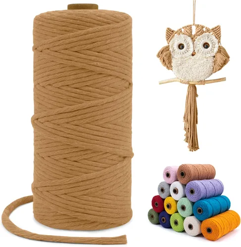 Miniatura 108 de Cuerda de macramé de una sola hebra de 0.197 in x 110 yardas, cuerda de macramé de algodón natural de 0.197 in, cuerda de algodón grueso para colgar