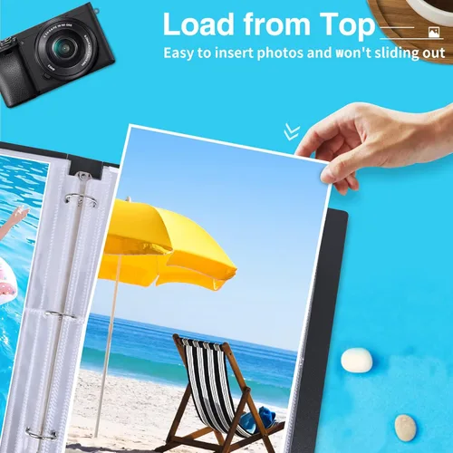Miniatura 4 de Fabmaker Paquete de 30 fundas de fotos para carpeta de 3 anillos (8 x 10, para 60 fotos), protectores de páginas de archivo, páginas de repuesto