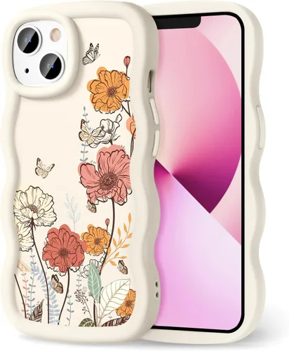 Miniatura 140 de Compatible con iPhone SE/8/7 Funda para Mujeres y Niñas, Marco Ondulado Rizado con Patrón Lindo, Estética Delgada Suave Silicona TPU Parachoques