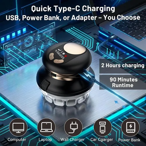 Miniatura 4 de Kit de corte de pelo automático para hombres, cortadora de pelo circular automática recargable por USB, con recortadora, kit de aseo eléctrico