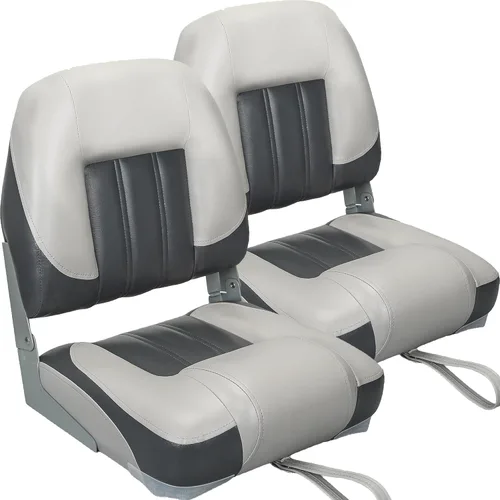 Miniatura 10 de ERGOSEAT Asiento de barco plegable con respaldo bajo de dos tonos, blanco/azul, paquete de 2 unidades Blanco/azul zafiro